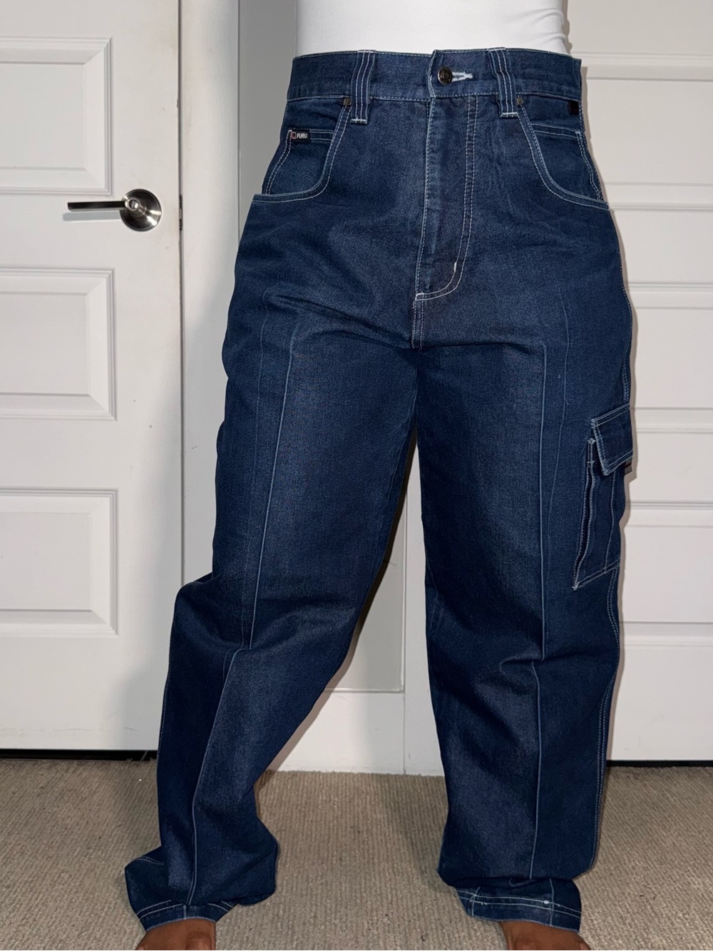 Vintage Dark Wash FUBU Cargo Jeans